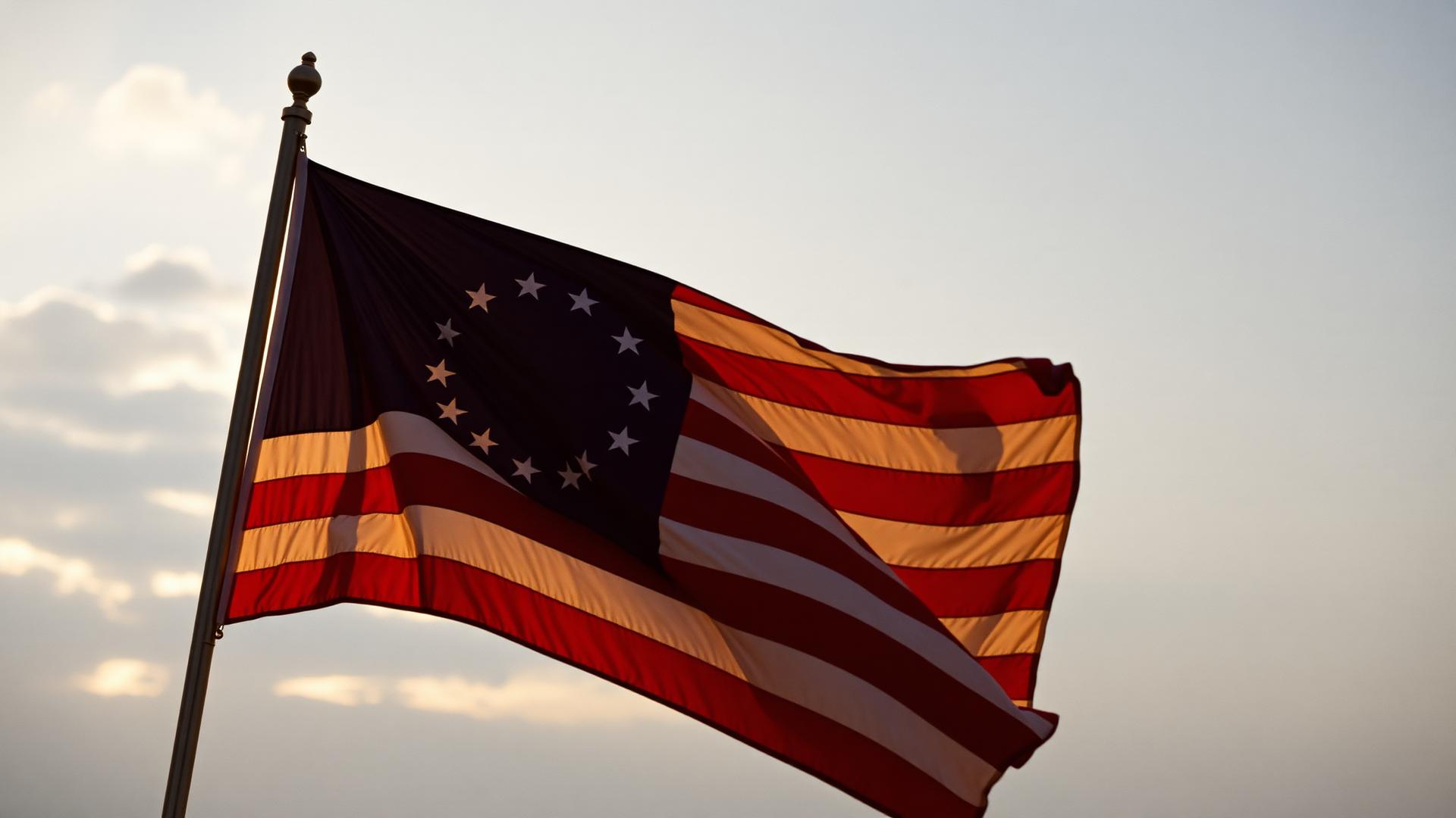 13 Colonies flag at sunrise